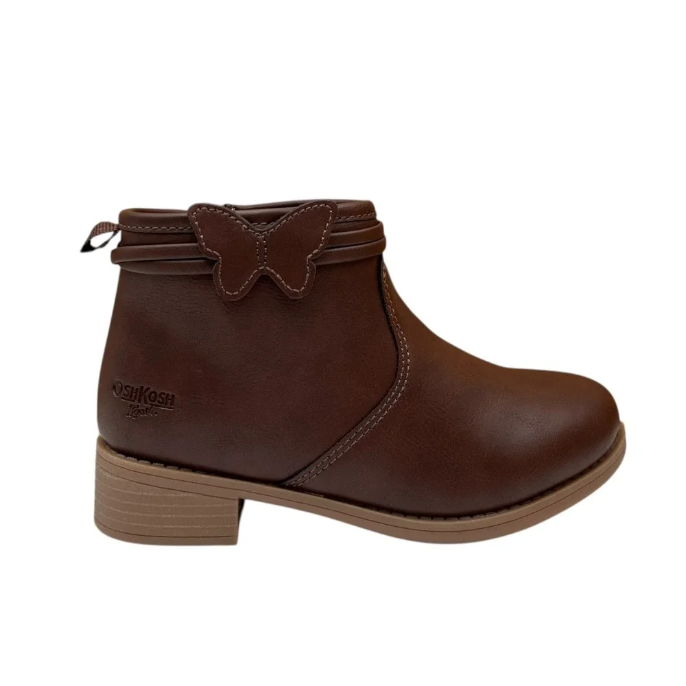 Oshkosh Little Girls Slip-on Fashion Ankle Booties Size 12 Brown Butterfly Wings